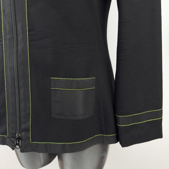 MARIE SAINT PIERRE Stretch Wool Sculptural Funnel Collar Zip Black Jacket Size 4 - Picture 6 of 11